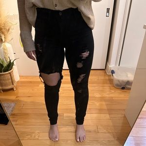 Fashion Nova Black Ripped Skinny Jeans